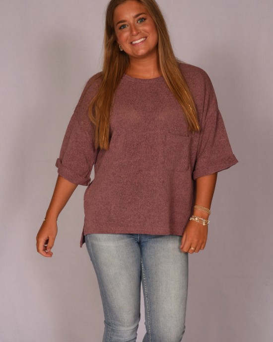 Light Knit Three Quarter Sleeve Top