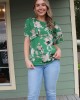 Green Floral Top
