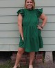 Green Ruffle Sleeve Tiered Dress