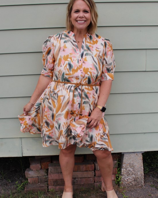 Multicolored Belted Dress