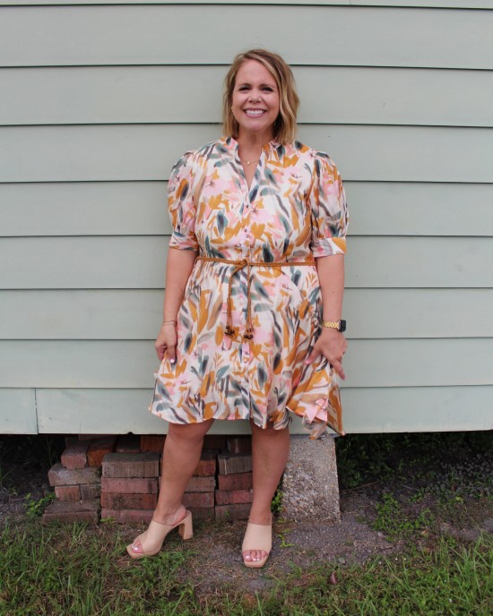 Multicolored Belted Dress
