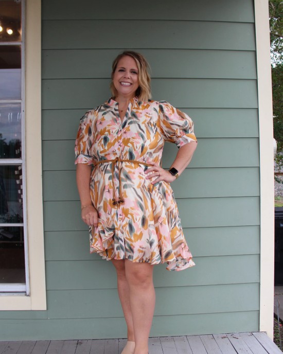 Multicolored Belted Dress