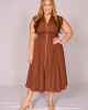 Brown Zip up Midi Dress