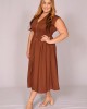 Brown Zip up Midi Dress