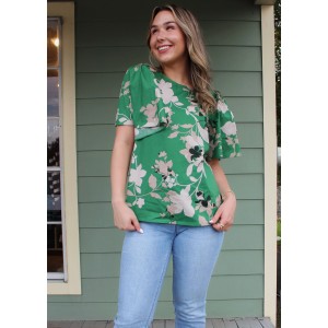 Green Floral Top